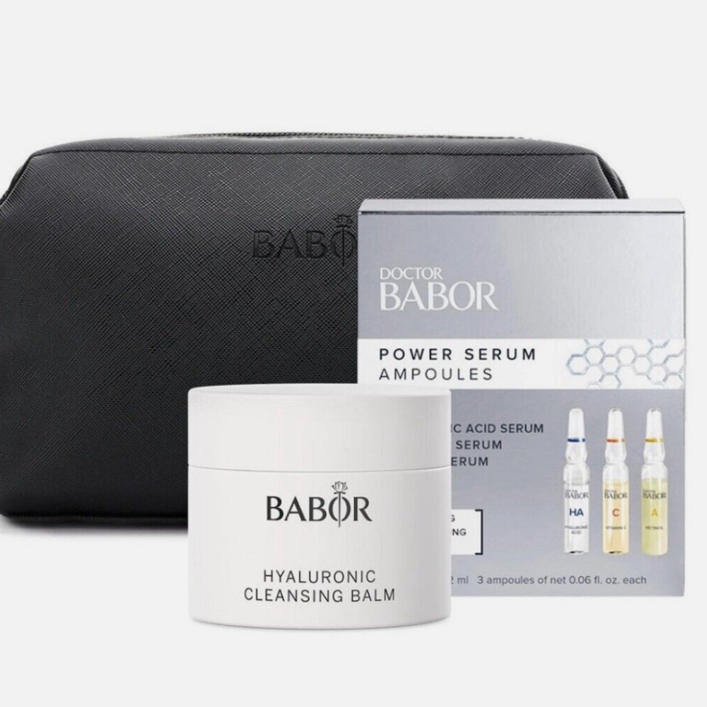 Doctor Babor Hyaluronic Acid Serum Ampoules Cleansing Balm Bag 3-Pc Travel Set